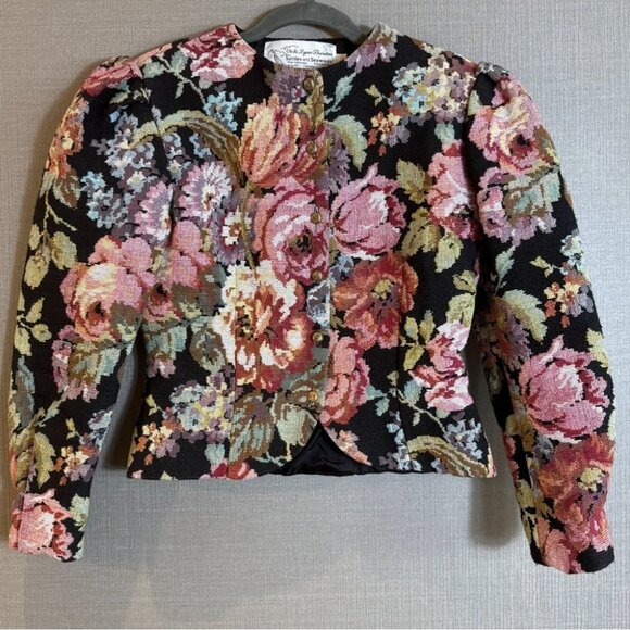 Vintage Vicki Lynn Bardon Suttles and Seawinds Tapestry Floral Blazer Jacket - Picture 1 of 4